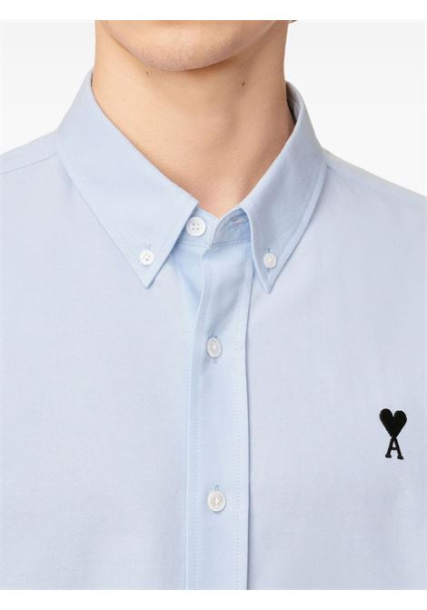 Camicia con logo in azzurro ami pars AMI PARIS | HSH763CO0031450